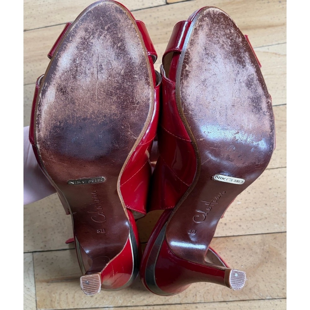 Cole Haan Air‎ Carma Sling Back Red Burgundy Patent Leather Peep Toe Pump 8 B - Picture 6 of 10
